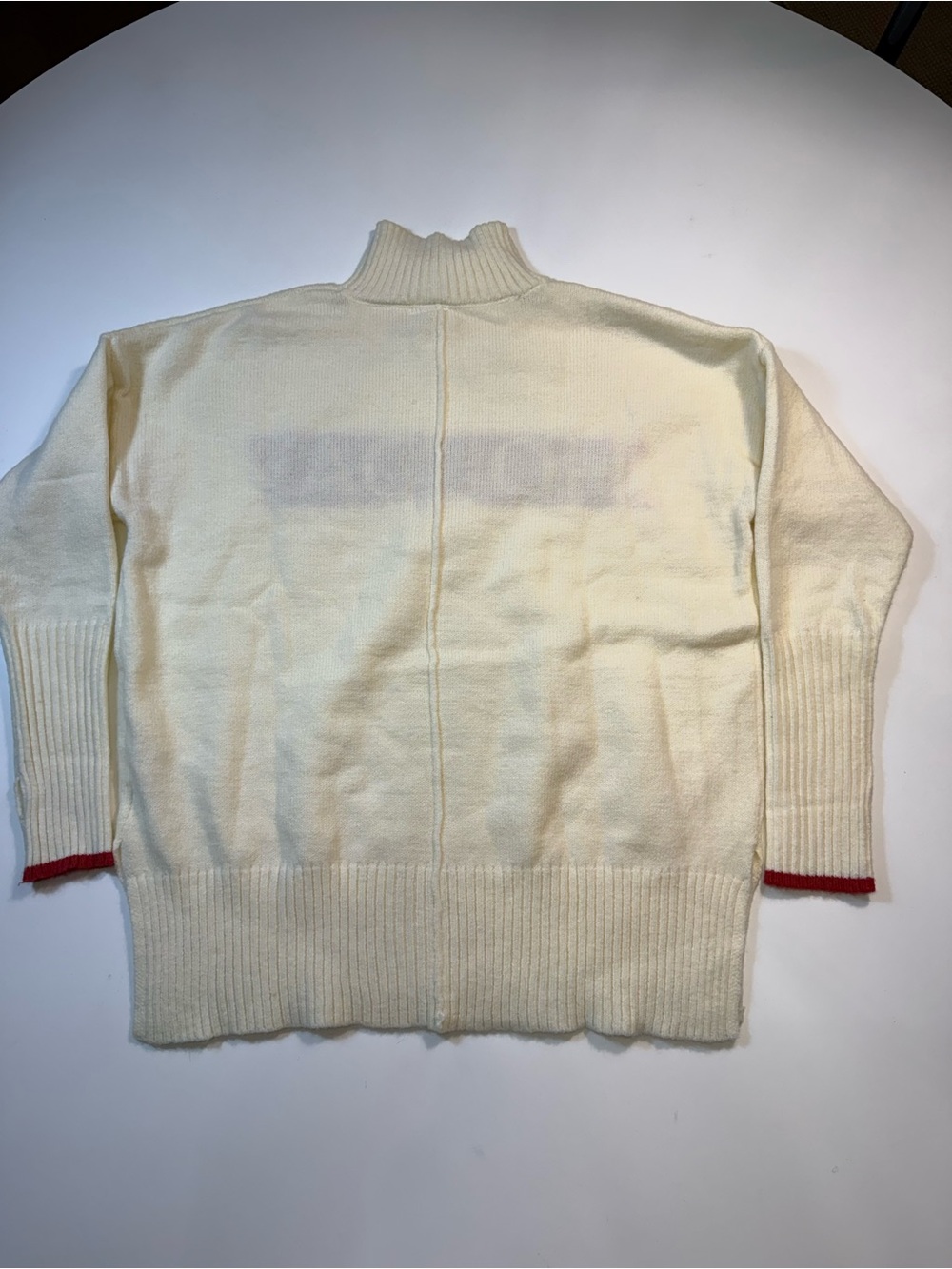 Elan Cream Cowlneck Sweater with Red 'HOLIDAY' Lettering - Picture 6 of 6